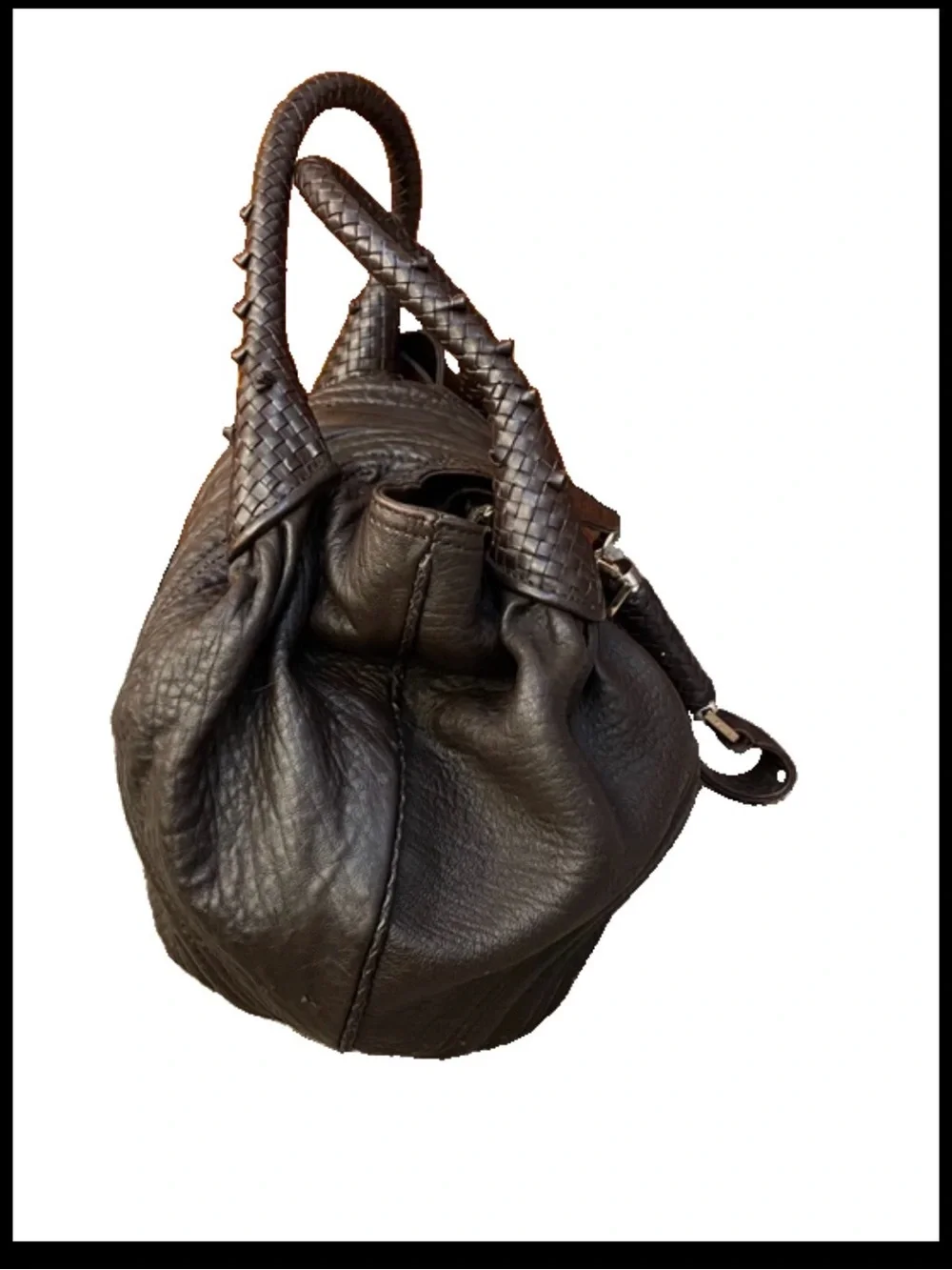 Fendi Brown gold Braided-Handle Leather Shoulder authentic spy Bag